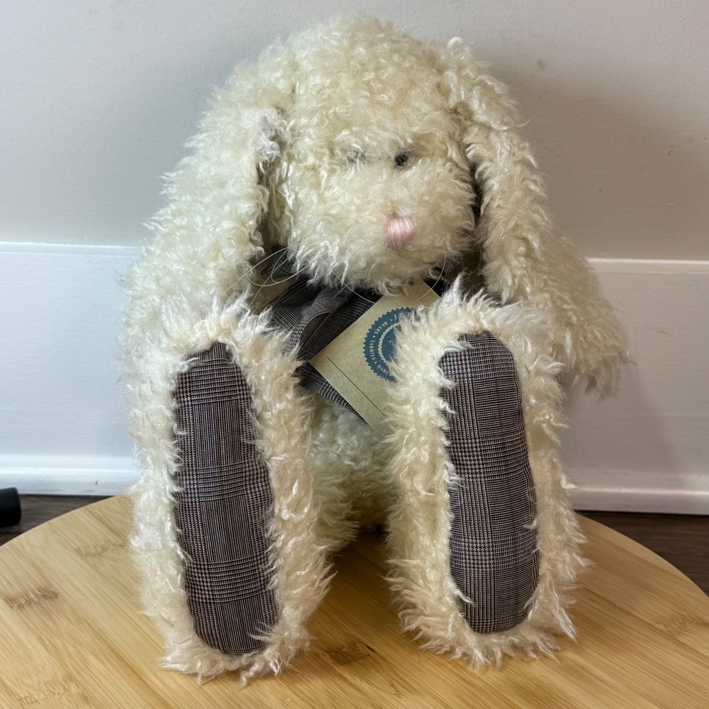 NWT The Boyds Collection Plush Weighted Rabbit J.B.Bean & Associates Cream Plaid